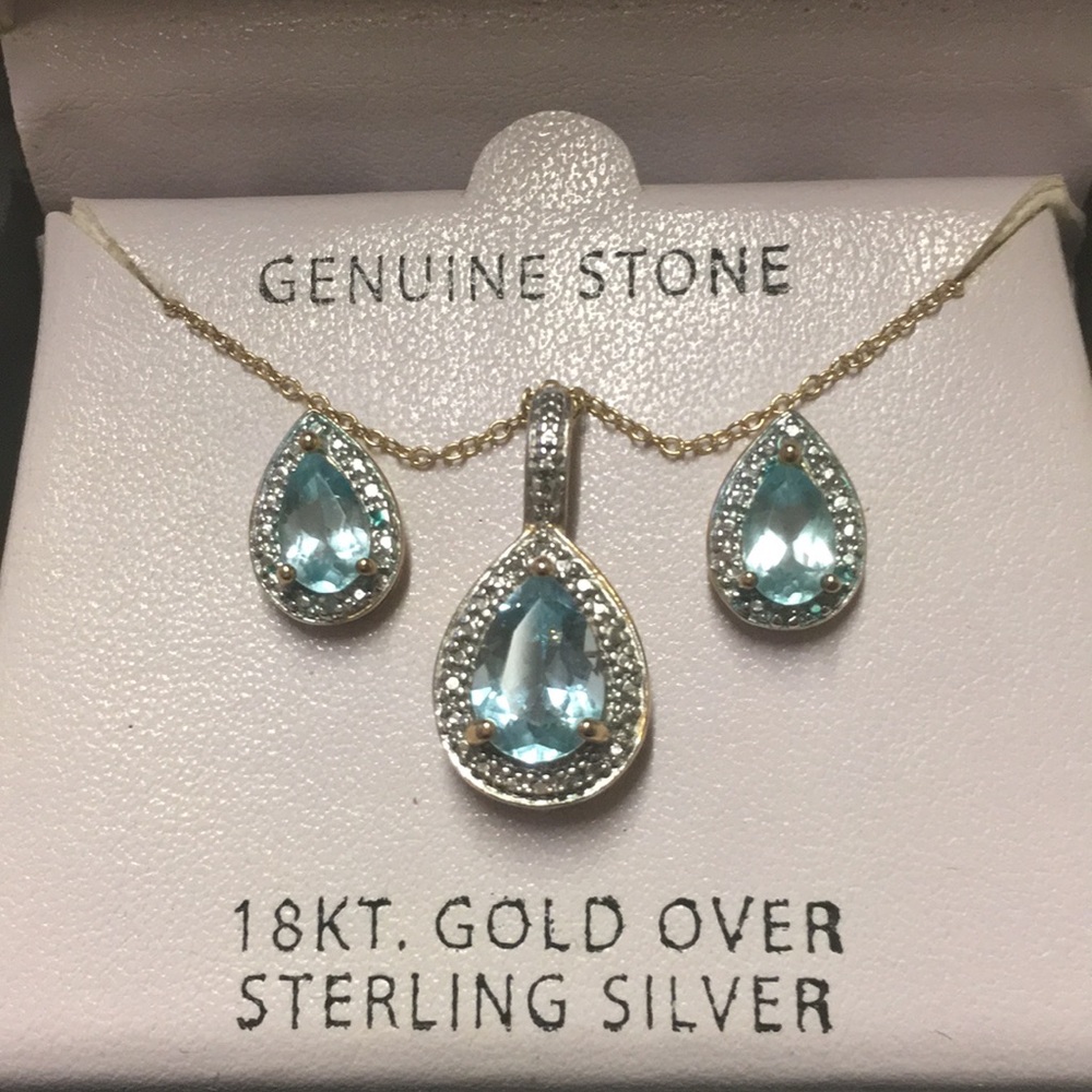 (NIB) Genuine stone necklace set